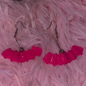 Pink Clay Bat Earrings
